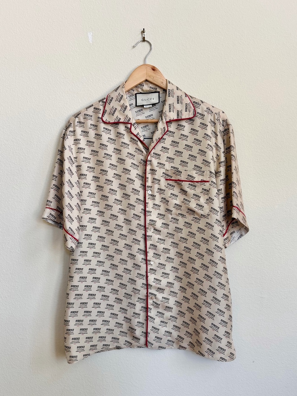 Gucci Garden 2018 Guccify Invite Stamp Silk Bowling Shirt Men's M 48 RARE